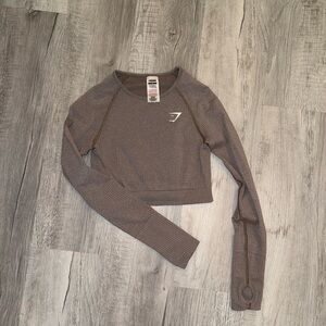Gymshark Taupe Long Sleeve Crop Top